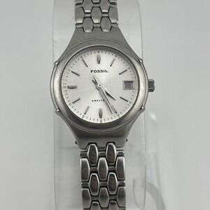 Fossil Arkitekt Watch Women 26mm‎ Case Silver 6.5" Band FS-2947 New Battery